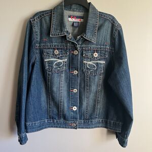 Mwah Jeans Vintage Y2K Denim Trucker Jacket Medium Wash 18/20W Embroidered